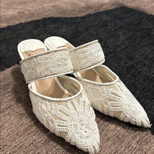 Elegant Cream Lace Mules